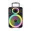 SING-E ZQS12121 12 Inch Portable Trolley Subwoofer Speaker With Colorful RGB Lights 60W Deep Bass Support Dual Wireless Mic