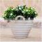 Glazed ceramic small white basket ceramic pot with artificial green plant