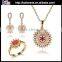 High quality 18 carat gold jewelry sets, red crystal 18k gold plated jewelry set