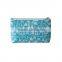 Beautiful design ladies polyester green makeup bag, printed zipper pouch, clutch cosmetic bag