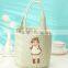 2016 Lovely Girl Striped Design Canvas Lunch Bag for Girl