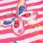 (h6071y)Salmon 2-6Y new model girl dress flower baby girl summer dress stripe girls floral print dress with short sleeves