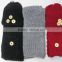 wholesale ladies designer buttons knitted hat and scarf with pocket sets