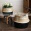 Decorative natural seagrass folding tote storage basket