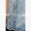 2015 new style picot buttons women ladies summer sleeveless jean jacket JXQ865