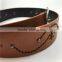 Tan Color Cheap Price PU Faux Leather Rivet Belt for Pants