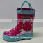 lovely kids rubber rain boots with handle and horse print