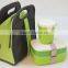 plastic lunch box with travel cup / cooler bag set