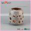 Lovely Light Grey and Red Hollow Out Design Ceramic Jar Candle