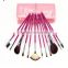Pink small proessional soft hair makeup brushes set