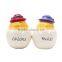 Santa and Snowman bride and groom ceramic Salt and Pepper Shaker Set wedding favors