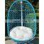 Outdoor patio egg shaped swing chair with stand& white cushions