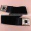 Wholesale Rhinestone Paved Square Pattern Alloy Buckle Sex Women Lady Wide PU Waist Belt