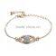 Rhinestone Evil Eye Charm Gold Chain Bracelet