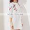 2017 High Fashion White Bell Sleeve Embroidered Tunic Dress