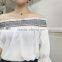 MAXNEGIO latest chiffon strapless flare sleeve blouse top