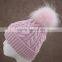 Myfur Stylish Animal Fur Ball Hat Fluffy Raccoon Pom Poms Knit Hat