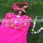 2-7years girls clothing sets children hot pink clothes tops t shirt + pants baby kids suits 2 pcs suit retail with accessories