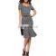 Latest design black and whited houndstooth printed women office dress