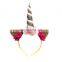 Wholesale children happy birthday unicorn gift Flower horn unicorn Headband
