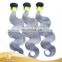 Fashion free part grey virgin hair bundles with lace closure body wave