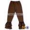Brown Solid Color Boutique kids Ruffle Leggings fashion design Wholesale Kids Cotton Ruffle Pants set