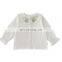 6688/Hot Selling Kids Shirts Flower Embroidery Designs Long Sleeve Baby Girls Fashion Casual Top