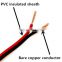 2 core transparent or red black parallel flat ribbon  audio ofc speaker cable wire
