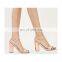 Ladies golden color block high heel sandals women open toe ankle strap shoes