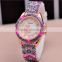 Newest Selling Hot Women/Ladies Fashion Watch Silicon Band Flower Print Jelly Sports Quartz