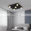Classic High Lumen Round Square Flat Thin Panel Lamp Fixtures Living Room Flush Mount 3-Color Dimmable LED Black Ceiling Light