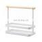 Hot sale kitchen shelf storage organizer basket holder spice jar rack with long wooden handle