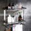 Factory direct sale stainless steel two tier wall mounted bathroom rack shelf