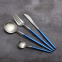 Blue Gold Colored Cutlery Knives Forks Spoons Kitchen Dinnerware Stainless Steel Party Tableware