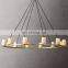 Pauillac Fabric Shade round industrial metal alabaster shade chandelier suitable for ceiling hanging lighting in family hotels