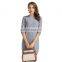 Custom Design Casual Pullover Crew Neck Half Sleeves Pure Cashmere Knitted Women's Sweater Dress
