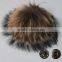 RFB003A 15cm Natural big raccoon fur pom poms New genuine full ball with buckle for hat ,keychain and bags