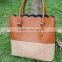 Domil Blanks Cork Scalloped Handbags Faux Leather PU Cork Patchwork Joint Tote Bag