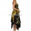 your own brand clothing wholesale yellow and black irregular high low hem casual dresses