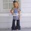 High quality girls denim double ruffle pants kids denim jogging pants children denim jeans pants wholesale