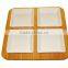 sushi square bamboo Tray with 4 dishes serving tray for food