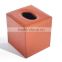 2015 wholesale New Genuine leather consice office stationery cube style tissue box