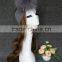 Genuine wool fur headband with big rabbit fur pom pom wholesale