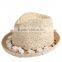 hot sale handmade corchet fashion paper straw unisex jazz fedora top hats