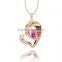 Fashion jewelry 18K real gold plated jewelry, Natrual red corundum pendant jewelry for women