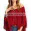 Women's Off the Shoulder Bell Ruffle Sleeve Top Blouse