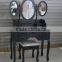 Elegant Black Dressing Table with Stool, 7 Drawers and 1 Oval Mirror