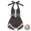 Navy Floral Lace Shorty Halter Bubble Romper