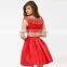 2016 Latest Cap Sleeves Two Piece Prom Dress Red Gowns Pictures For Women HSD9410