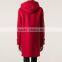 China direct factory red custom hooded wool women duffle coat